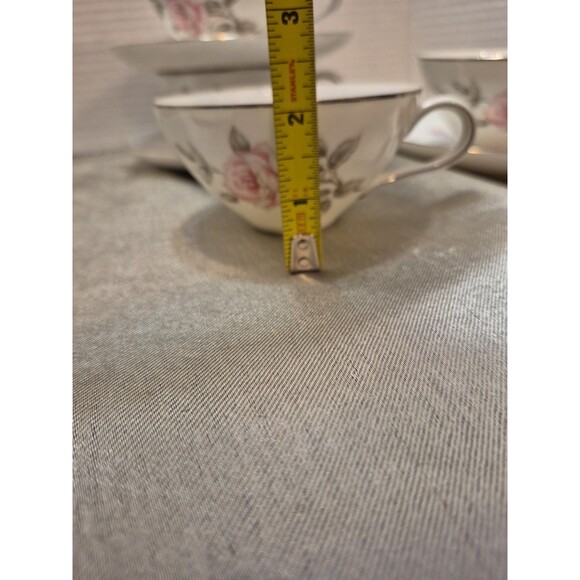 Three Castle China Garland Set Of 4 Teacups And Saucers Pink Roses - Picture 13 of 14